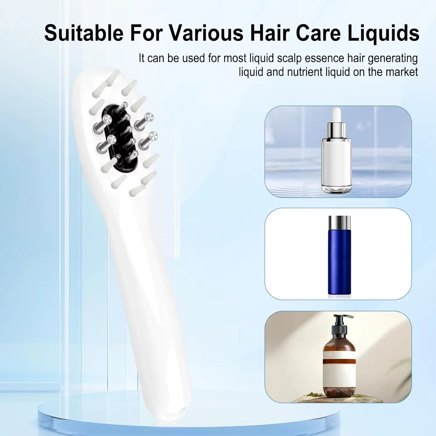 3 in 1 EMS Hair Growth Massage Comb with Hair Oil Dispenser Red Blue Light Antihair Loss High Frequency Vibration Scalp Massager
